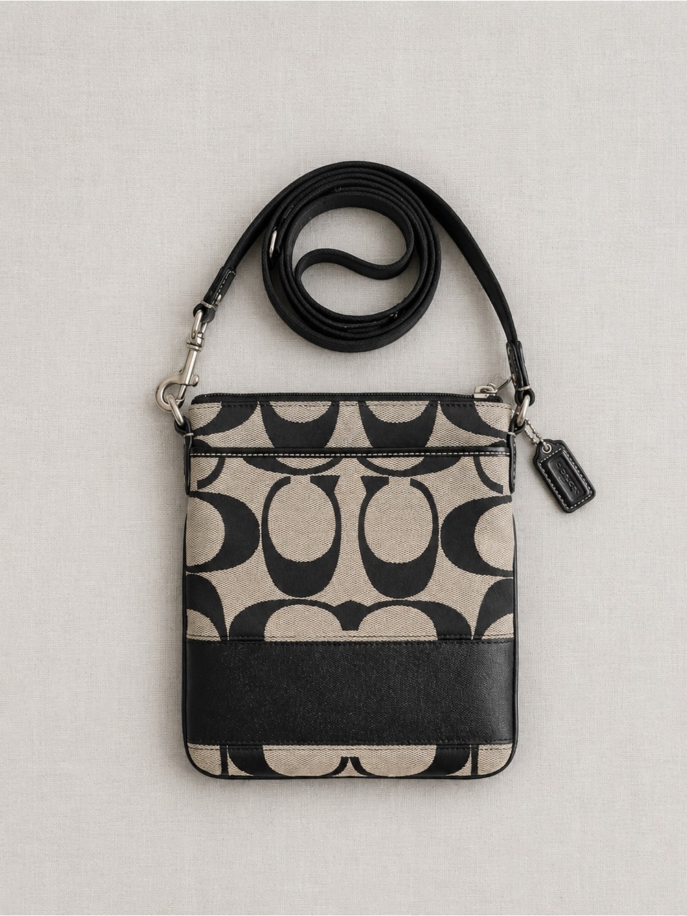 Coach Signature File Crossbody in Black Smoke / Charcoal